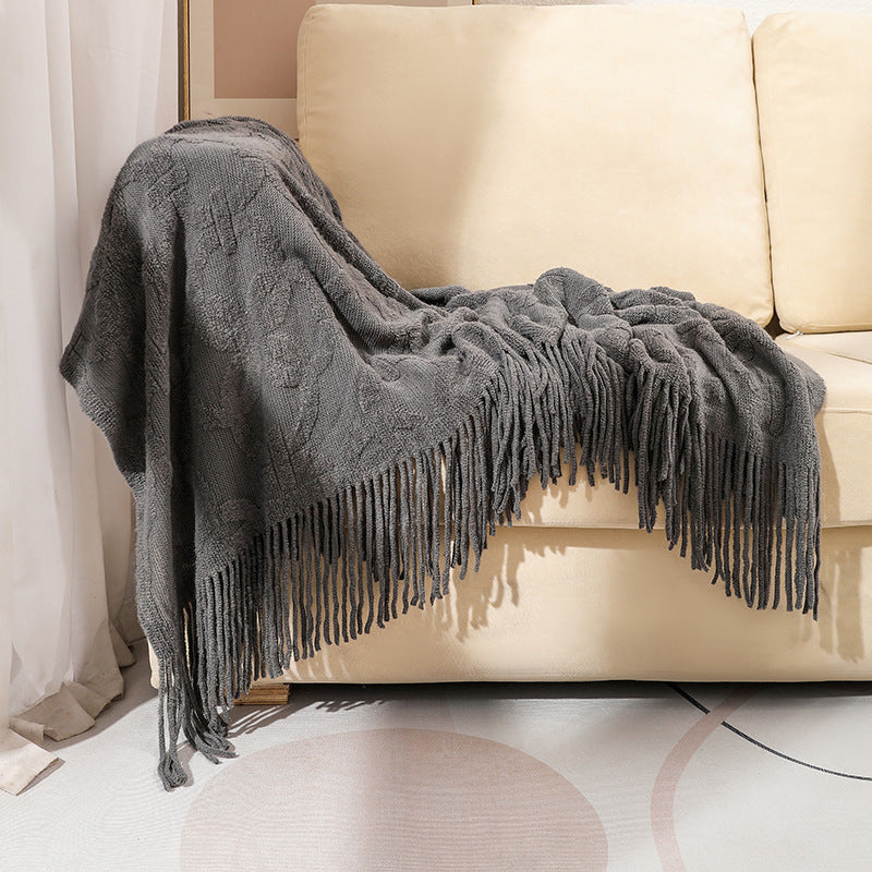 Decorative Fringe Throw Blanket Bowlift