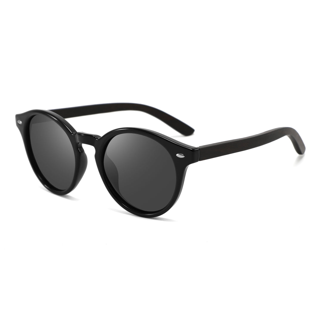 Rimless oversized cat eye polarized sunglasses with wood-effect temples Bowlift