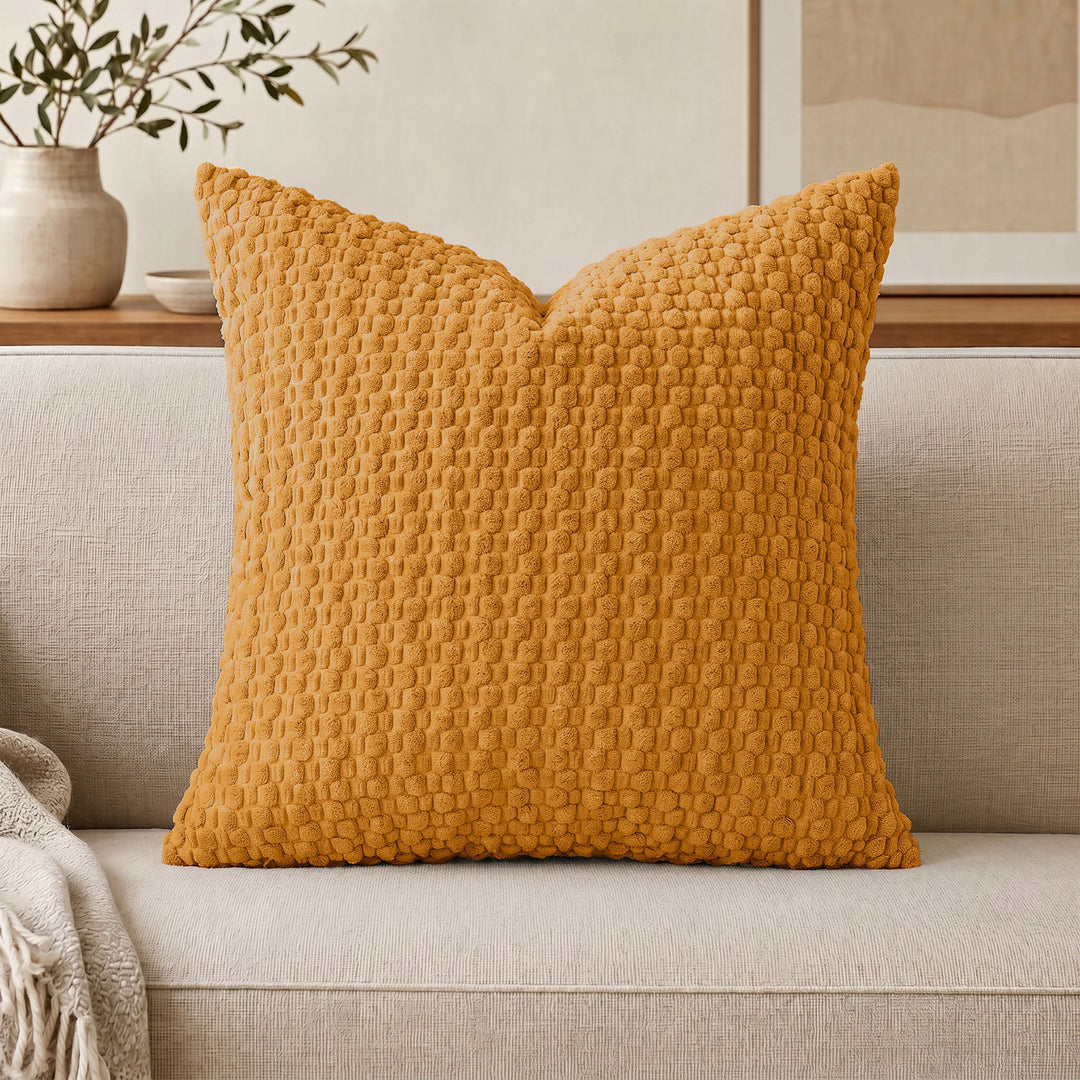 Textured chenille waffle throw pillow with plush insert Bowlift