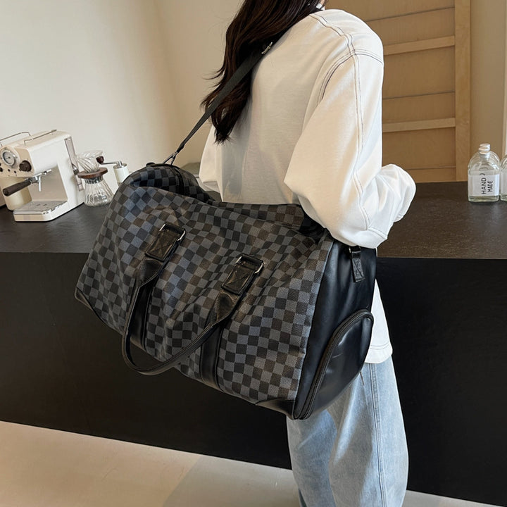 Stylish Checkered Travel Duffel Bag Bowlift