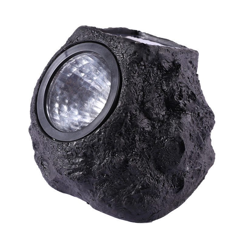 Solar powered faux stone garden spotlight with high efficiency LED array Bowlift