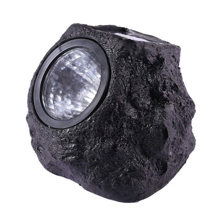 Solar powered faux stone garden spotlight with high efficiency LED array Bowlift