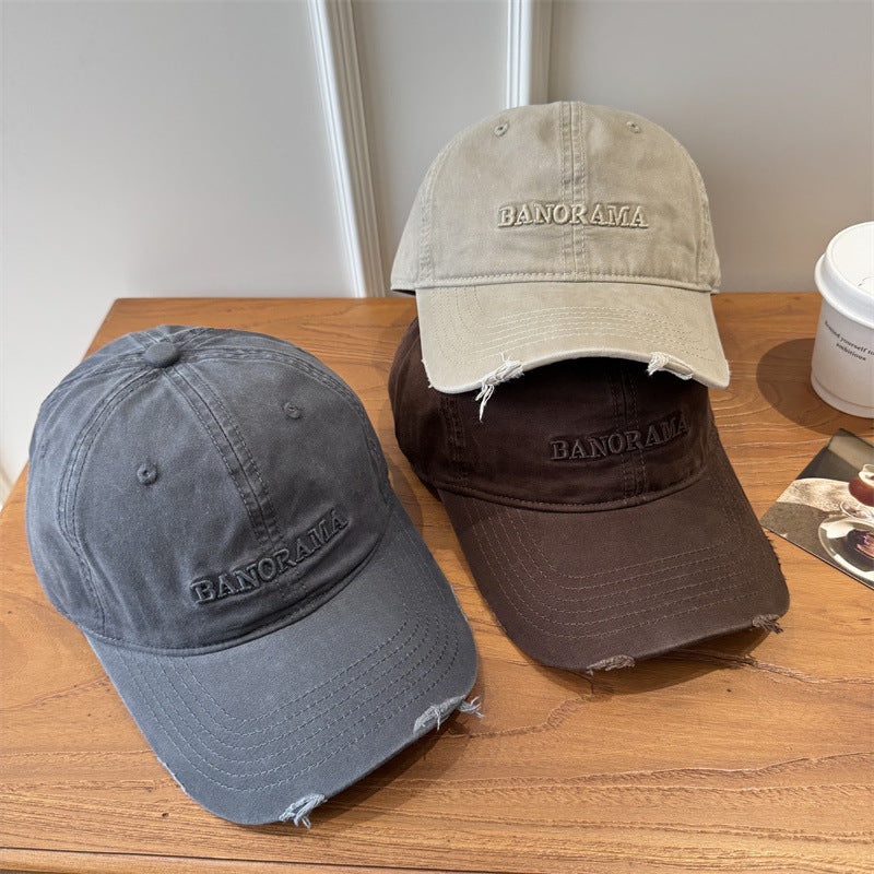 Men's Distressed Fabric Baseball Cap Bowlift