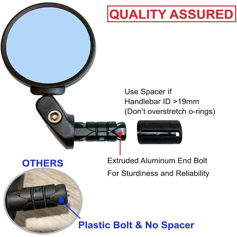 adjustable bicycle bar-end convex safety mirrors with full swivel and anti-glare glass Bowlift