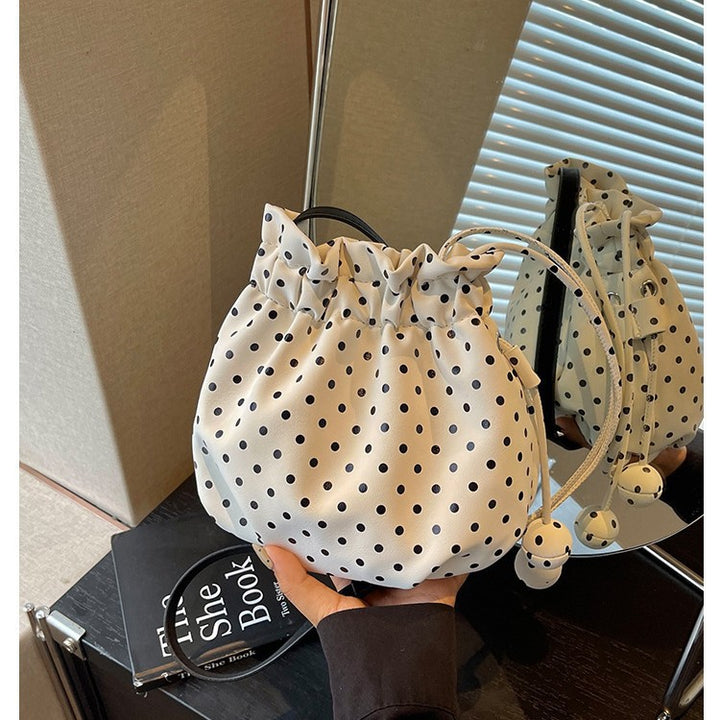 Playful Polka Dot Drawstring Crossbody Bag Bowlift