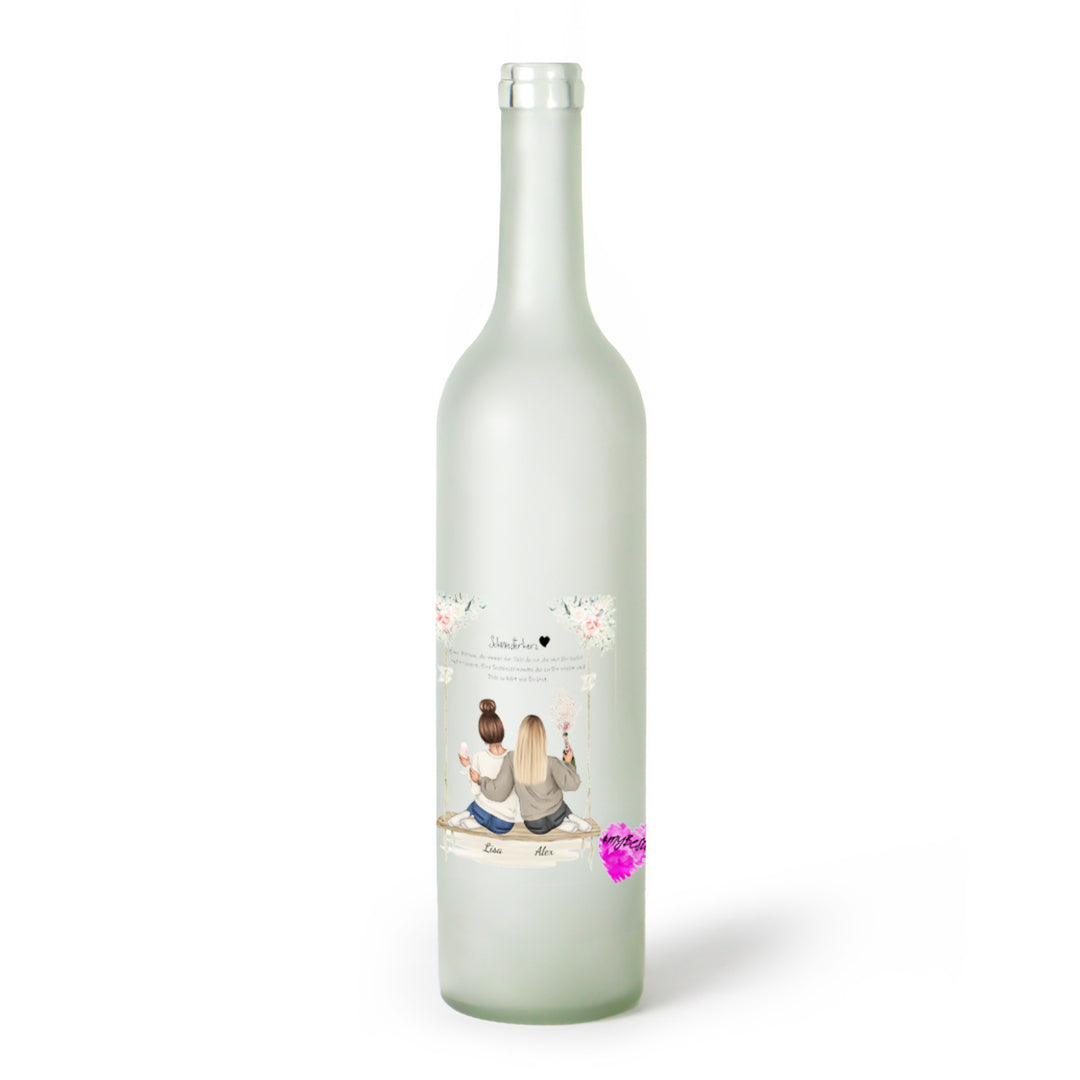 Decorative Frosted Glass Bottle Vase With Fashion Collage Decal