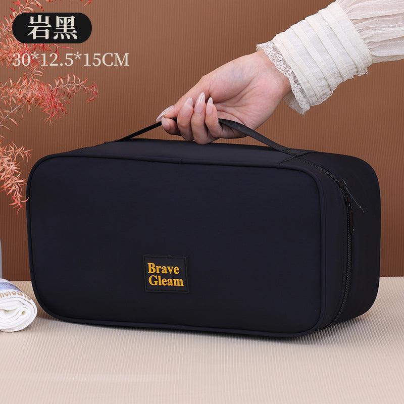 Cosmetic Transport Bag With Elegant And Practical Interior Compartment System Bowlift