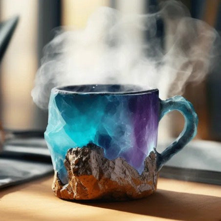 Hand-Carved Natural Agate Geode Coffee Mug With Polished Rim And Crystalline Interior