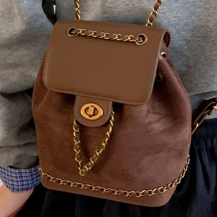 Chic Suede Drawstring Backpack Bowlift