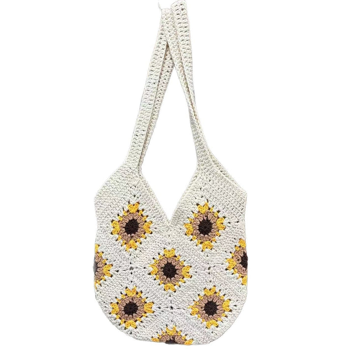 Handmade macrame bag with sunflower pattern Bowlift