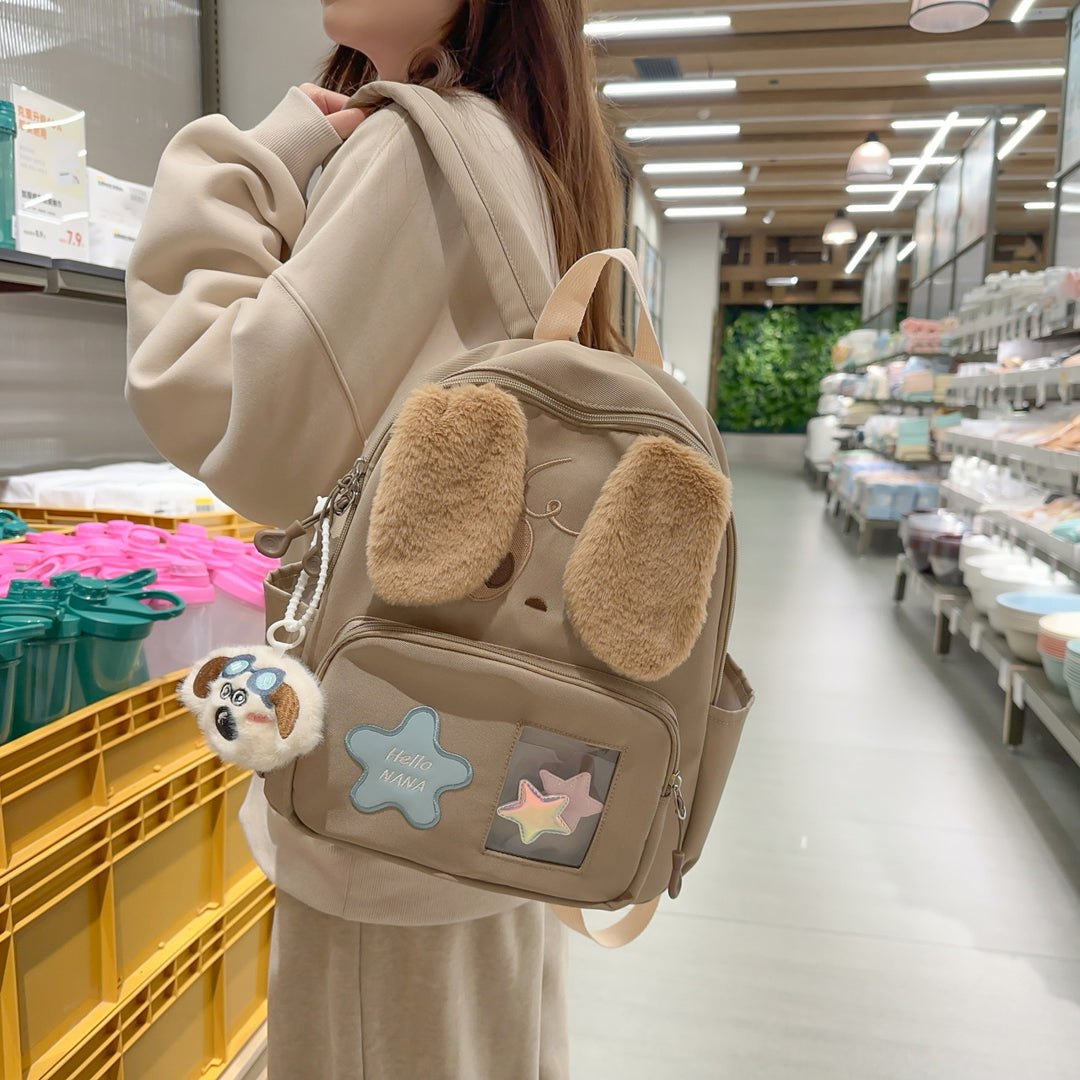 Kawaii Plush Backpack with Dog Design Bowlift