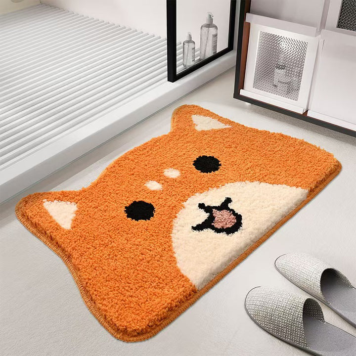 Cat Face Shaped Plush Bath Mat Bowlift