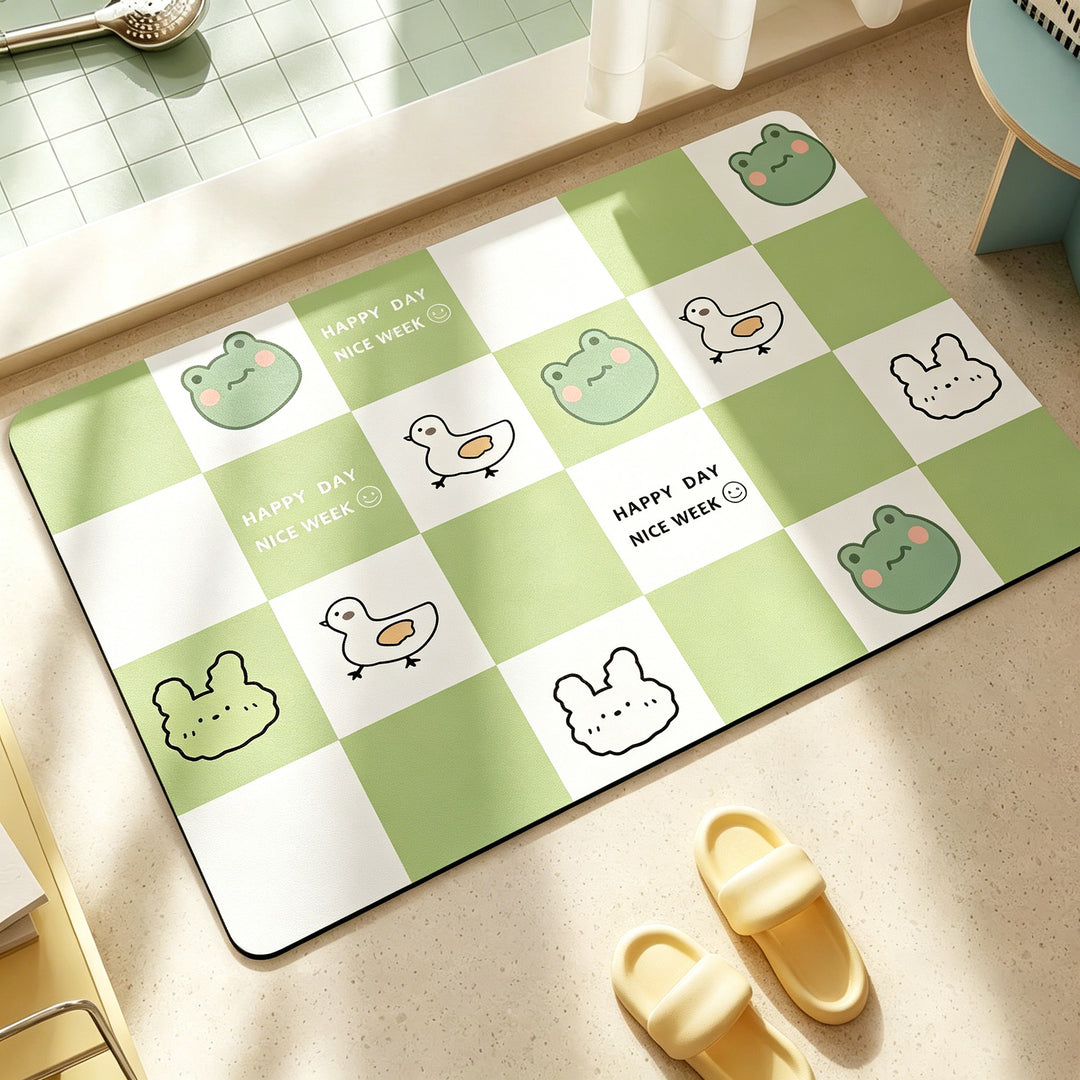 Cartoon Cat-Themed Bath Rug Bowlift
