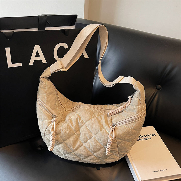 Quilted Soft Fabric Hobo Handbag Bowlift