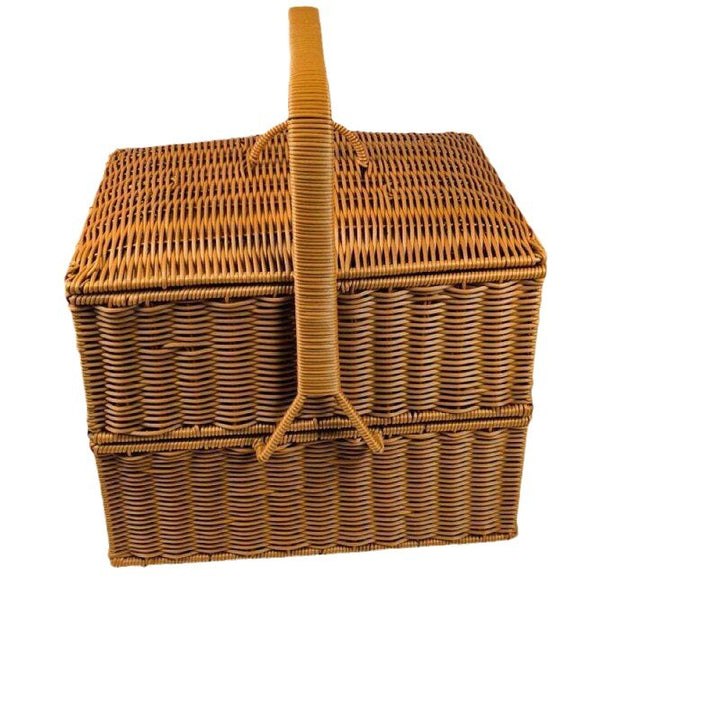 Dual-Layer Woven Storage Basket Bowlift