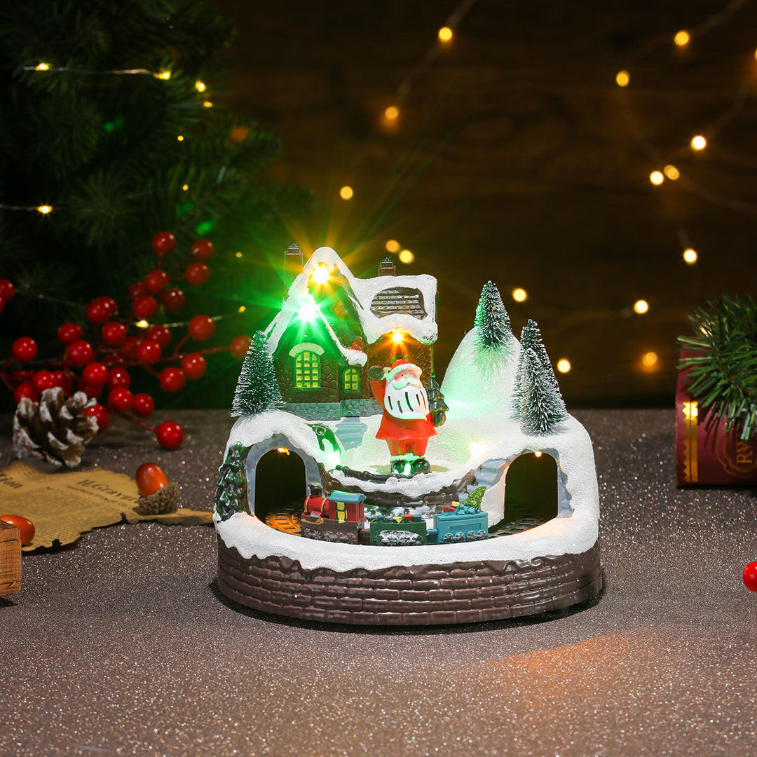 Illuminated Holiday Snow Globe Scene Bowlift