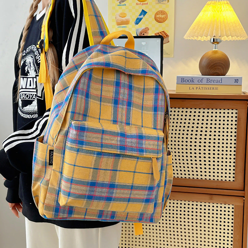 Plaid Patterned Backpack Bowlift