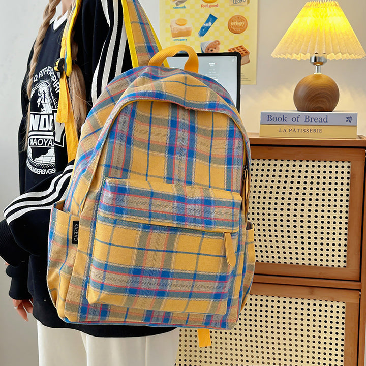 Plaid Patterned Backpack Bowlift