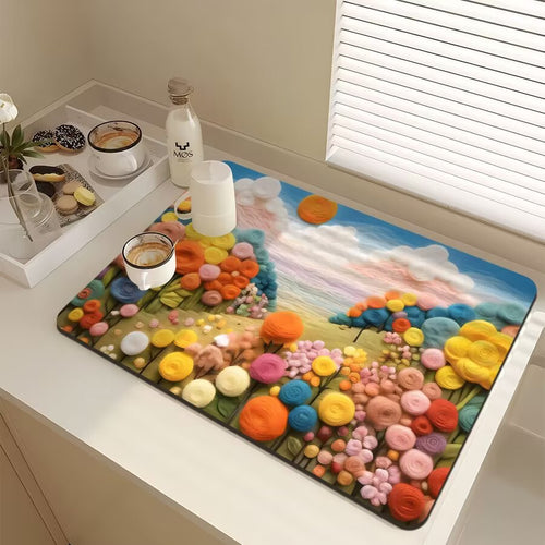 Floral-Themed Kitchen Mat Bowlift