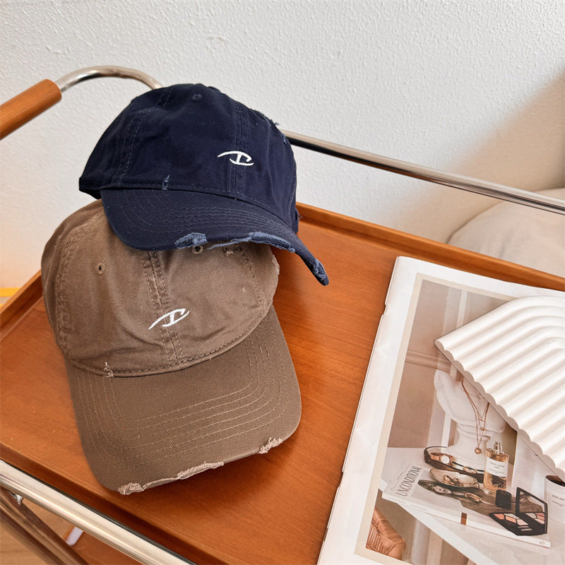 Men's Distressed Cotton Baseball Cap Bowlift