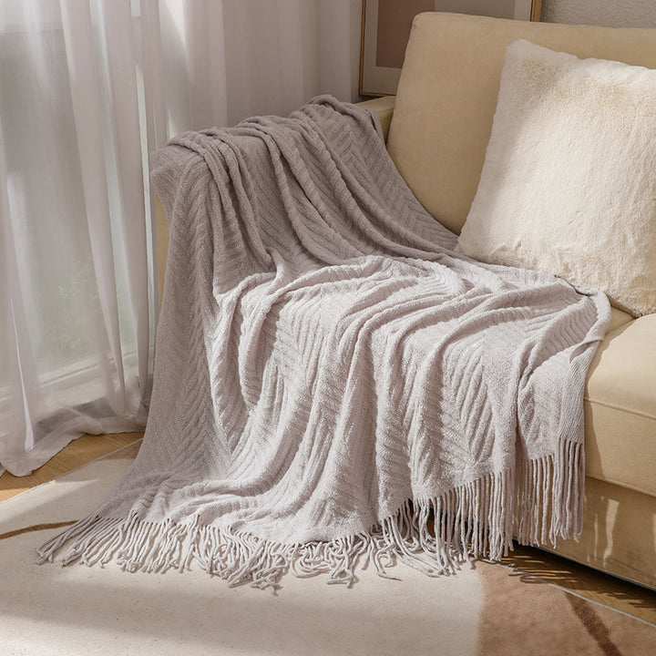 Cozy Knit Fringe Blanket Bowlift