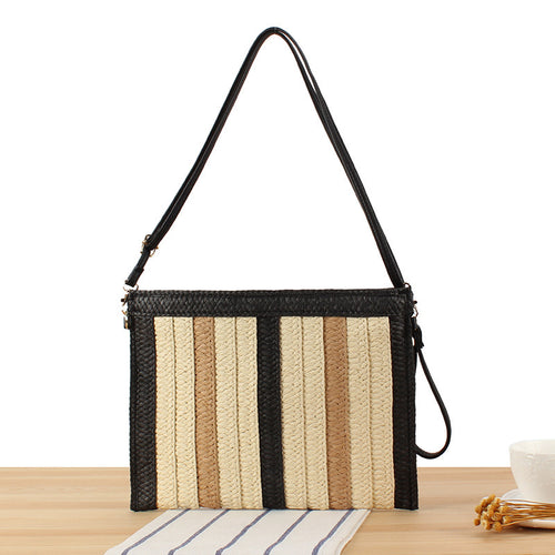 Handbag Made of Woven Material with Stylish Stripe Pattern Bowlift