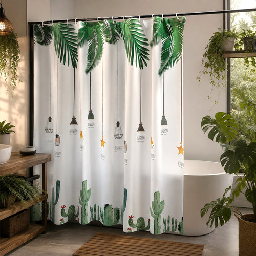 Tropical-Inspired Botanical Shower Curtain Bowlift