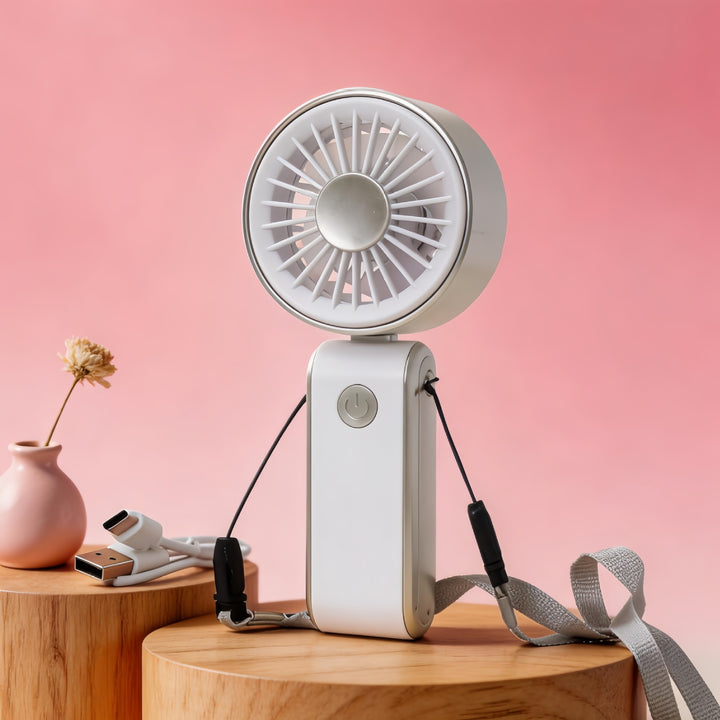 Women Portable Handheld Fan with Flexible Handle Bowlift