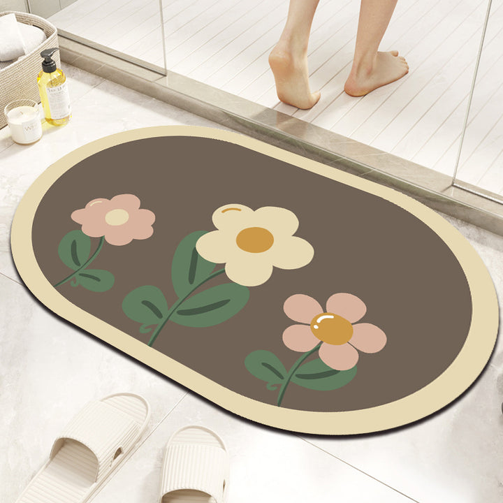Elegant Marble-Themed Bath Mat Bowlift