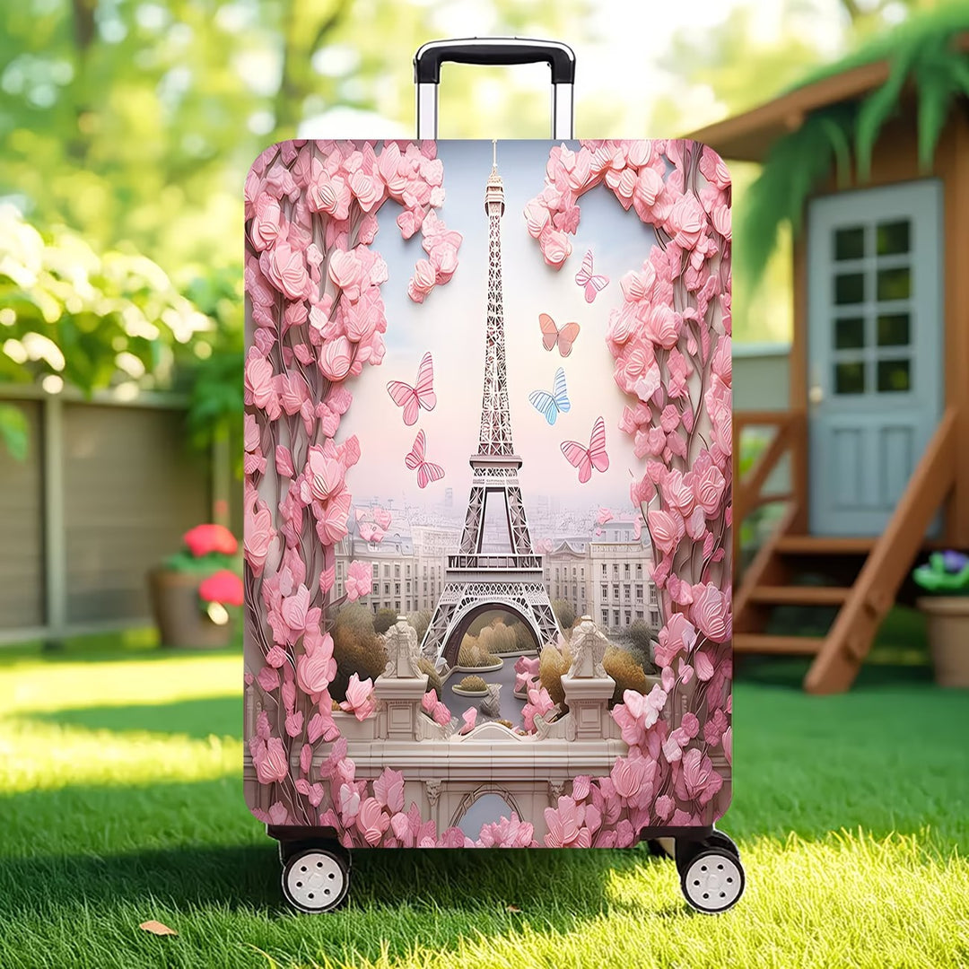 Unisex nan elastic suitcase cover with three-dimensional flower and butterfly design for trolley with zipper and slip-resistant interior fastening Bowlift