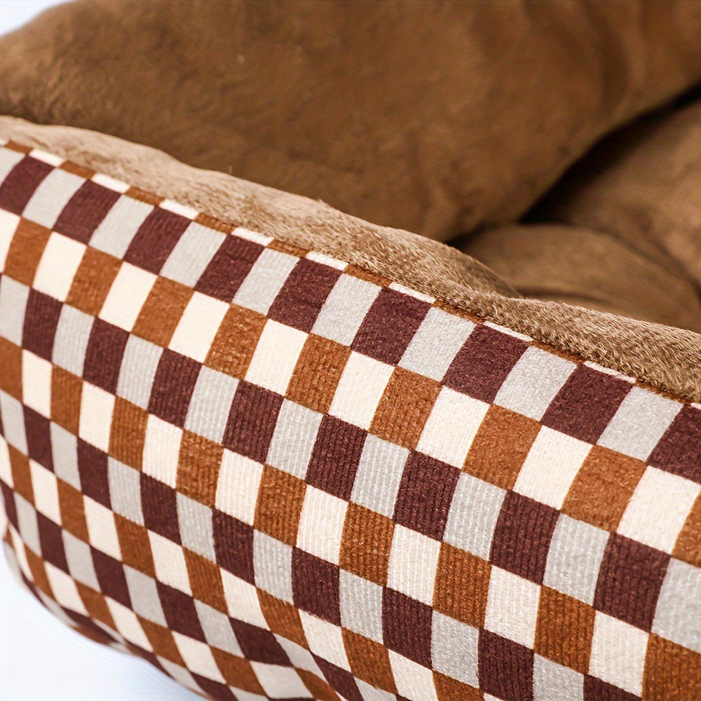 Cozy Checkerboard Pet Resting Sofa Dog Bed