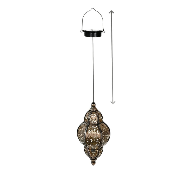 Ornate Moroccan Cutout Metal Hanging Pendant Light With Decorative Shadow Projection And Ceiling Canopy Bowlift