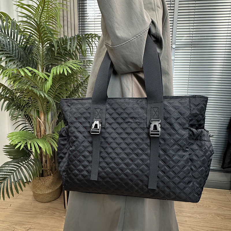Quilted Multi-Compartment Tote Bag Bowlift