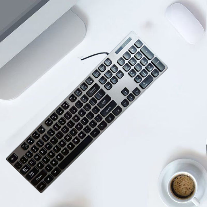 Wired Multimedia Keyboard with Ergonomic Design Bowlift