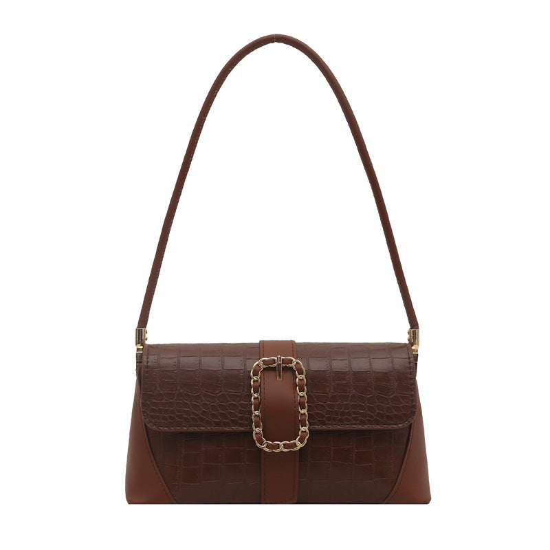 Crocodile Patterned Chain Strap Handbag Bowlift
