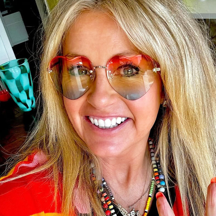 Women's Heart-Shaped Sunglasses with Mirrored Lenses and Fashionable Metal Frame Bowlift