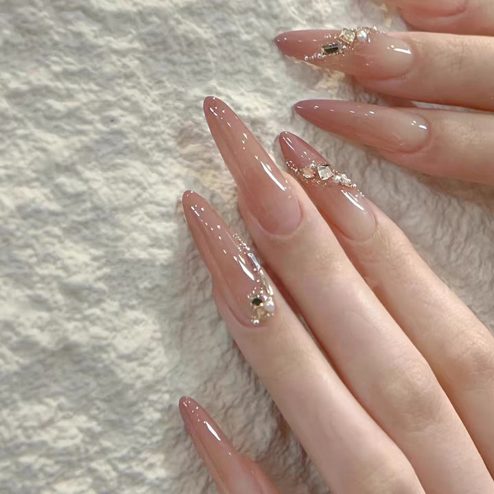 Decorative Floral Stiletto Press-On Nails Bowlift