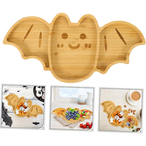 Multiple Compartment Bamboo Serving Plate in Bat Shape