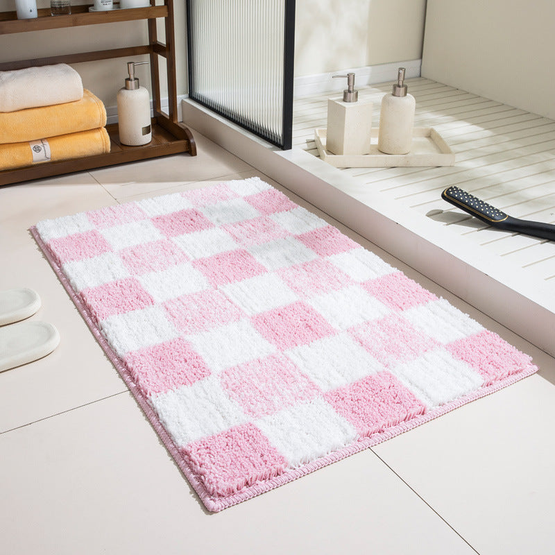 Plush Checkerboard Bath Mat