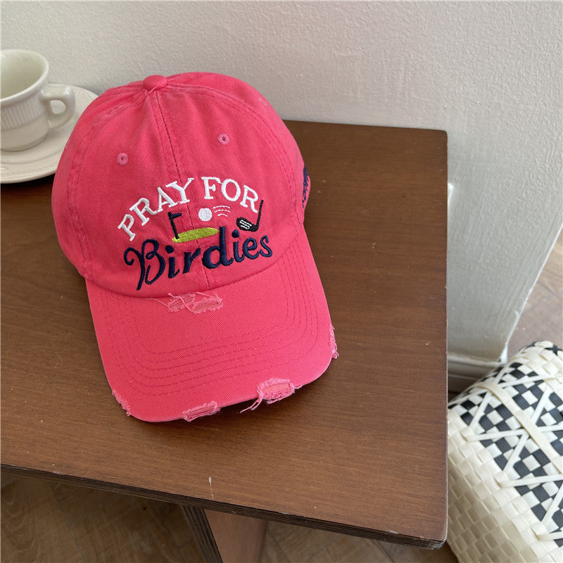 Women's Casual Distressed Embroidered Baseball Cap Bowlift