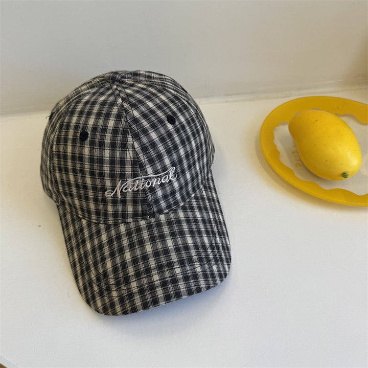 Men's Checkered Cotton Baseball Cap Bowlift