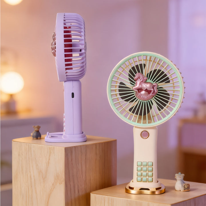 Portable handheld fan with nostalgic horse motif Bowlift
