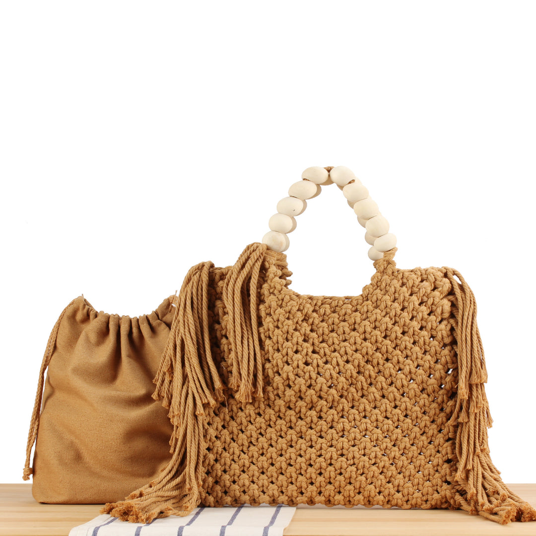 Creative crochet handbag with decorative fringes Bowlift