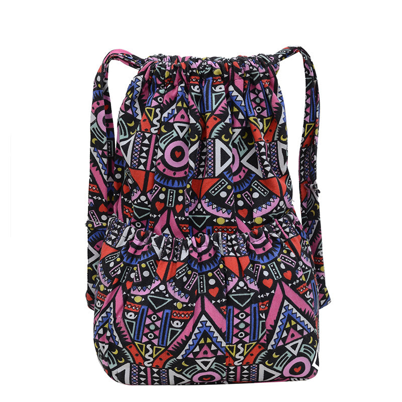 Drawstring Elephant Print Backpack Bowlift