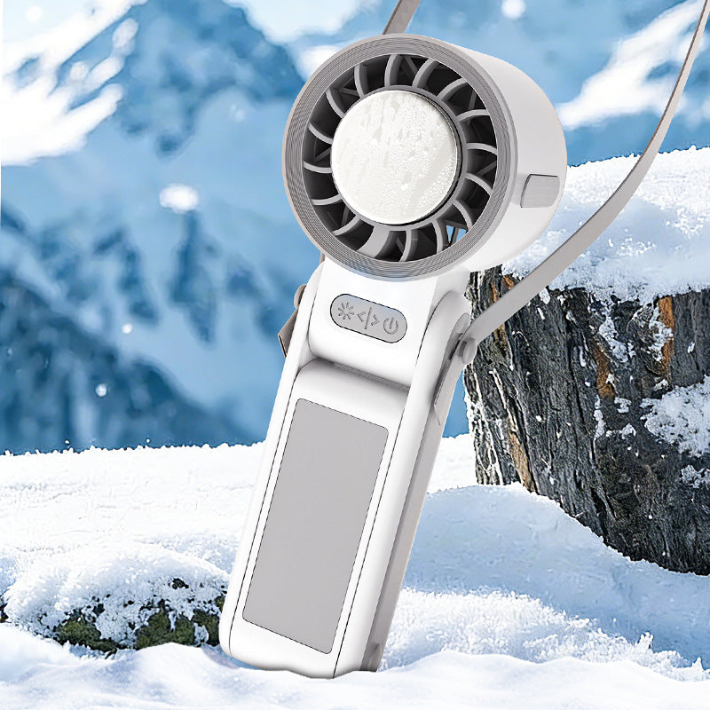 Ladies Portable Hand Fan with Integrated Battery and Flexible Holder Bowlift