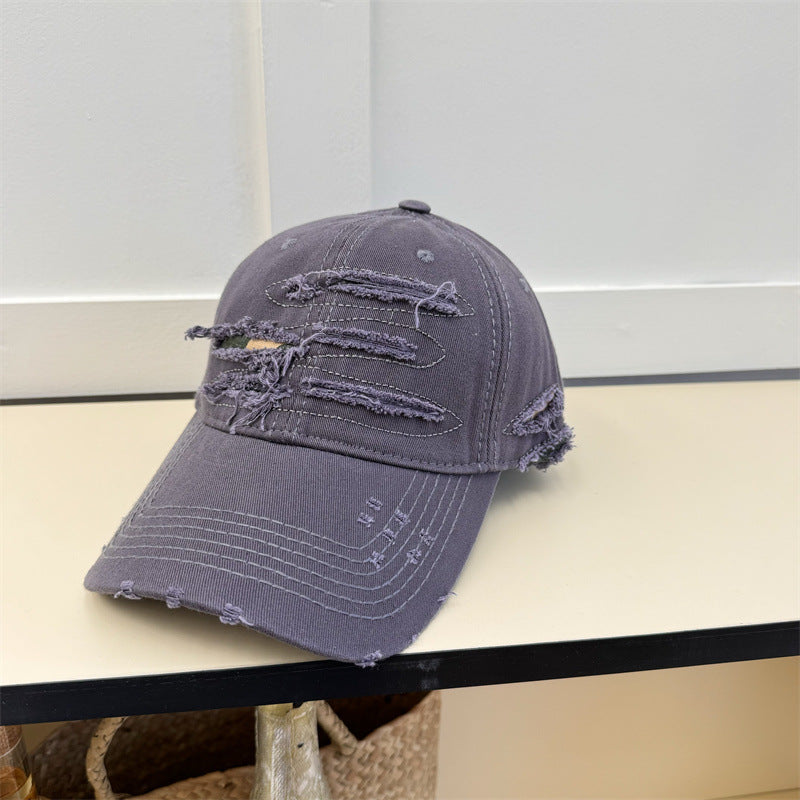 Men's Distressed Denim Baseball Cap Bowlift
