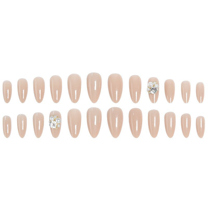 Artificial nail set with elegant pearl design and high-gloss surface Bowlift