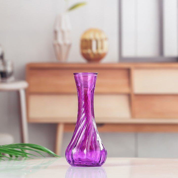 Handblown glass bud vase with fluted neck and weighted base Bowlift