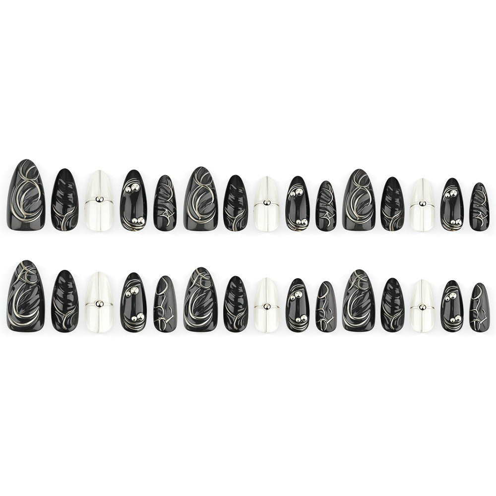 Acrylic Nail Set with Modern Design and Delicate Accents Bowlift