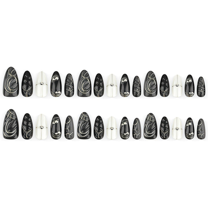 Acrylic Nail Set with Modern Design and Delicate Accents Bowlift